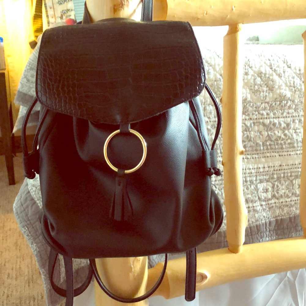 Black Lionel drawstring backpack